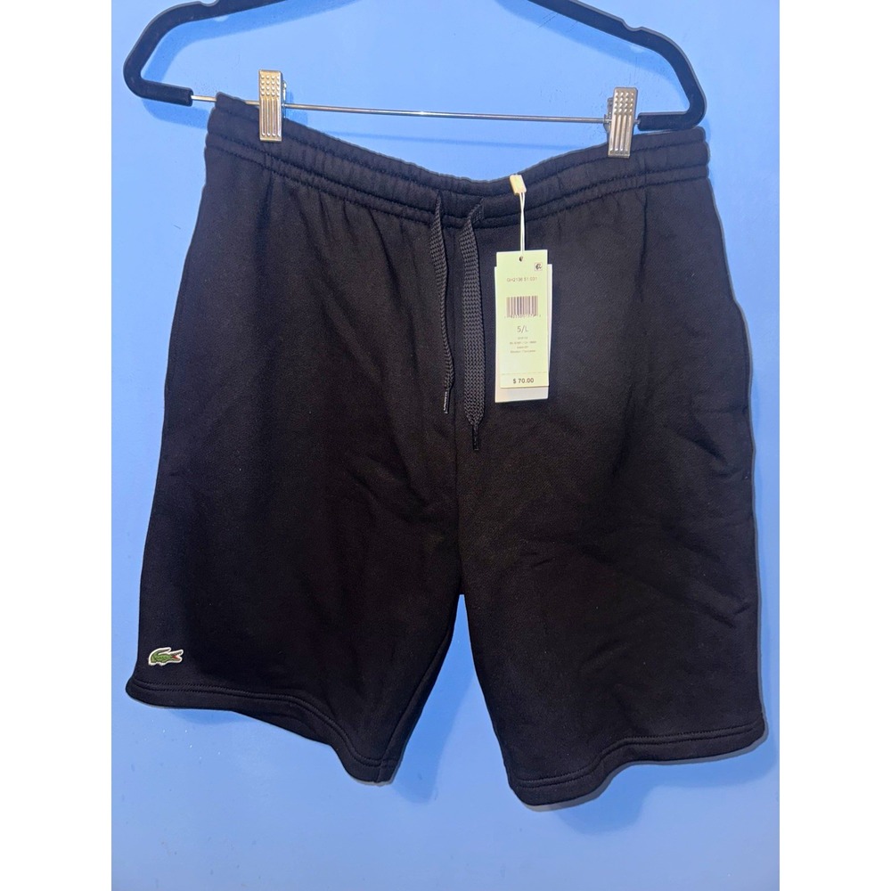 Lacoste Sport Mens Black Fleece Sweat Shorts Drawstring Pockets GH2136 L